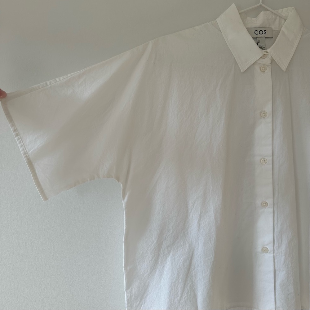 COS White Poplin Cotton Short-Sleeve Button-Down Shirt Women US 2 — NWOT - Picture 4 of 8